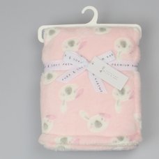 F12555: Baby Pink Bunny Cuddle Fleece Wrap With Sherpa Back